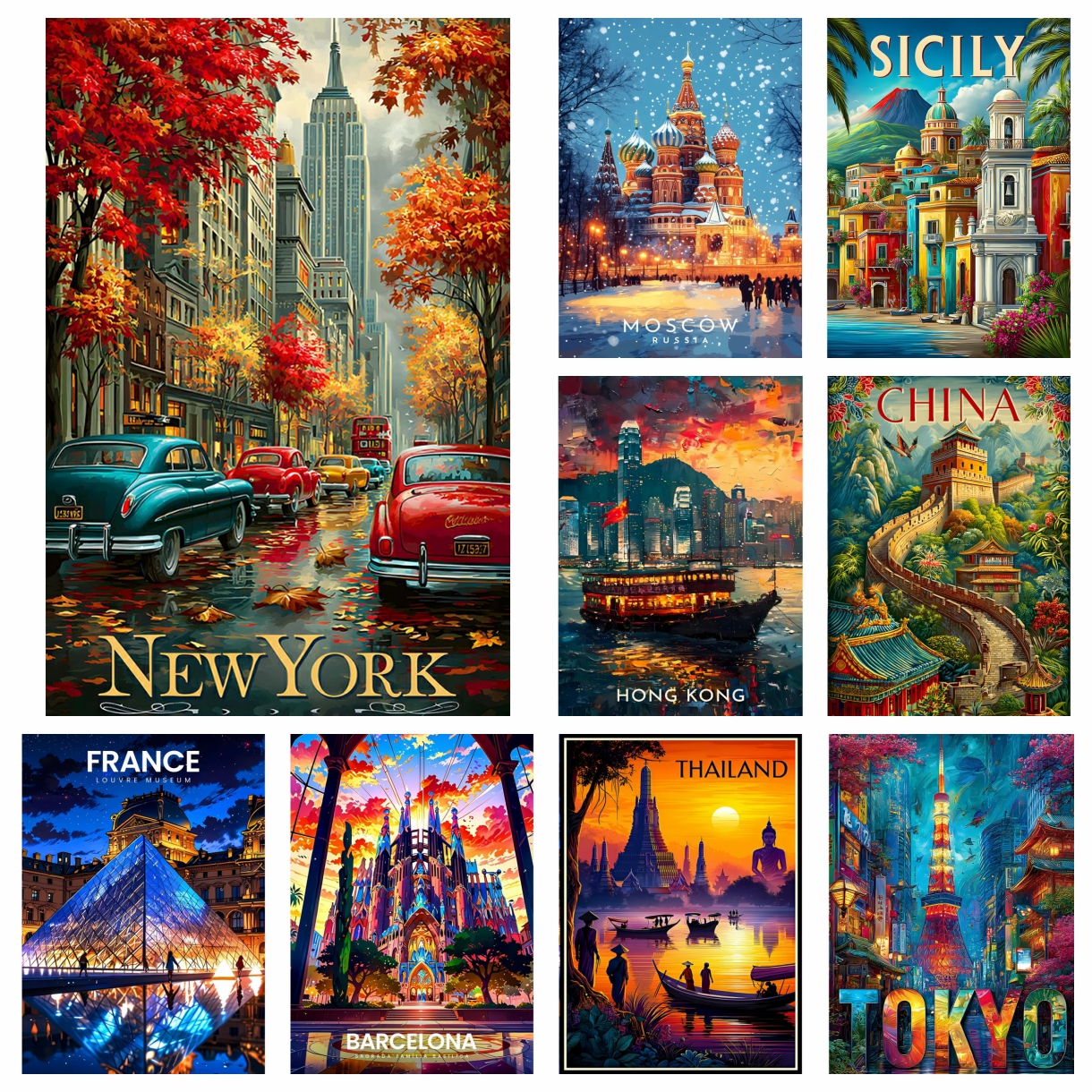 Photography New York - Diamond Painting Kit New York, Tokyo