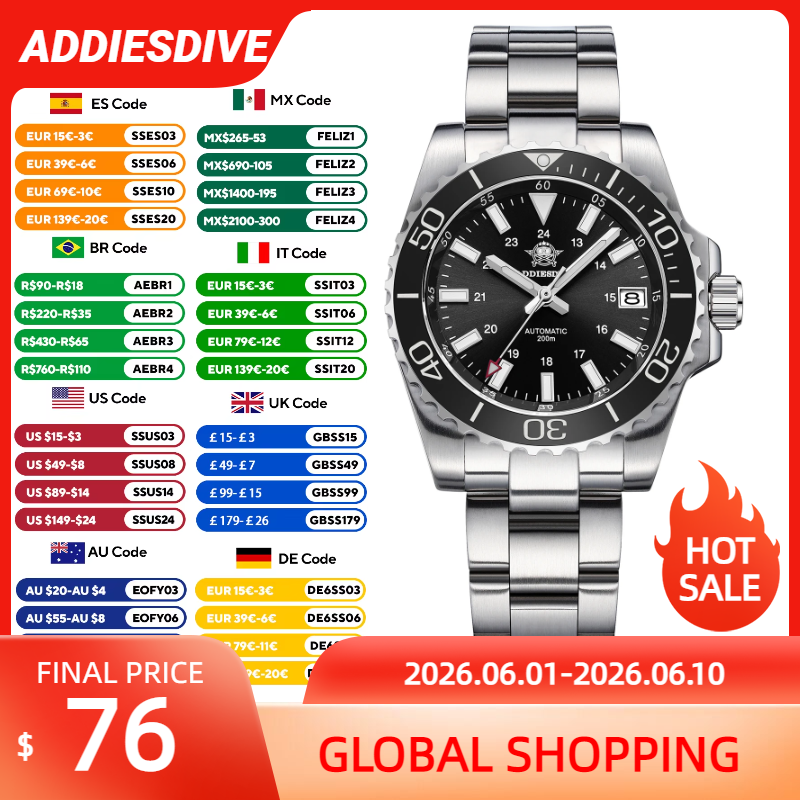 Intervalometer Timer - ADDIESDIVE AD2504 Diving Watch of Men