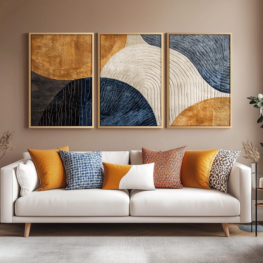 Photography Angle - 3pcs frameless canvas painting Japandi Triptych