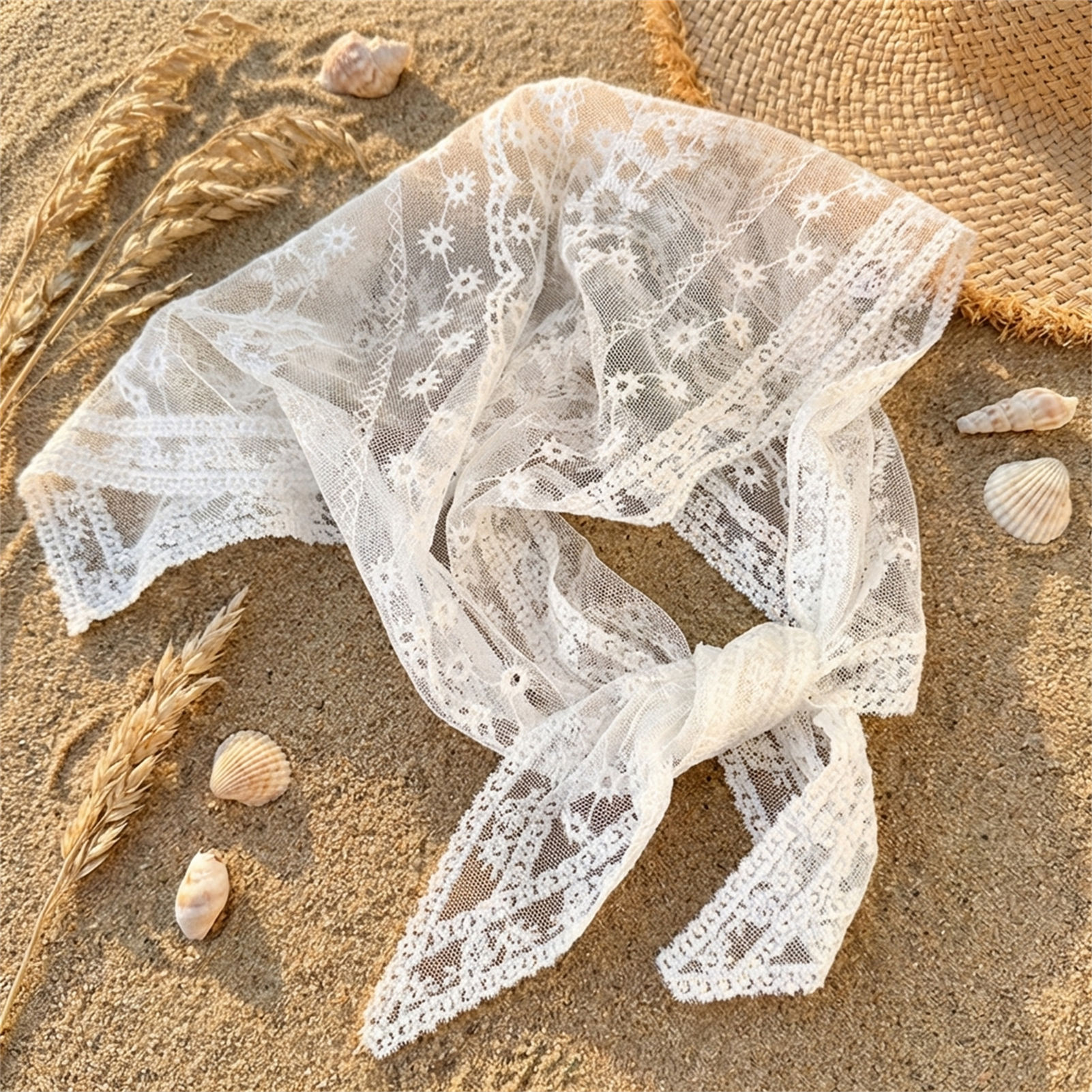 Photography Vintage - Lace Floral Scarf For Women Retro
