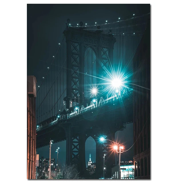 Photography New York - New York Skyline Night Landscape Canvas