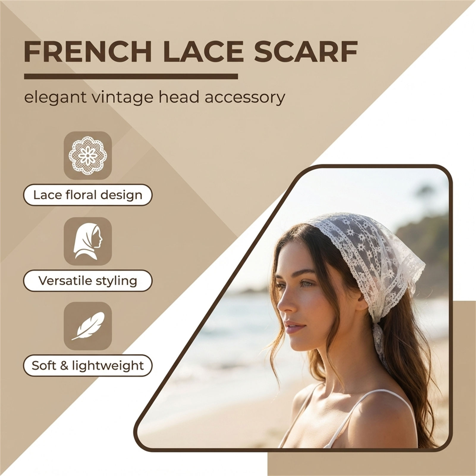 Lace Floral Scarf For Women Re - Photography Vintage recension och pris