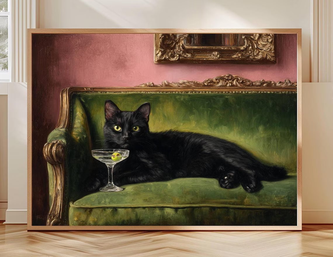 Black Cat Martini Oil Painting - Photography Hobby recension och pris