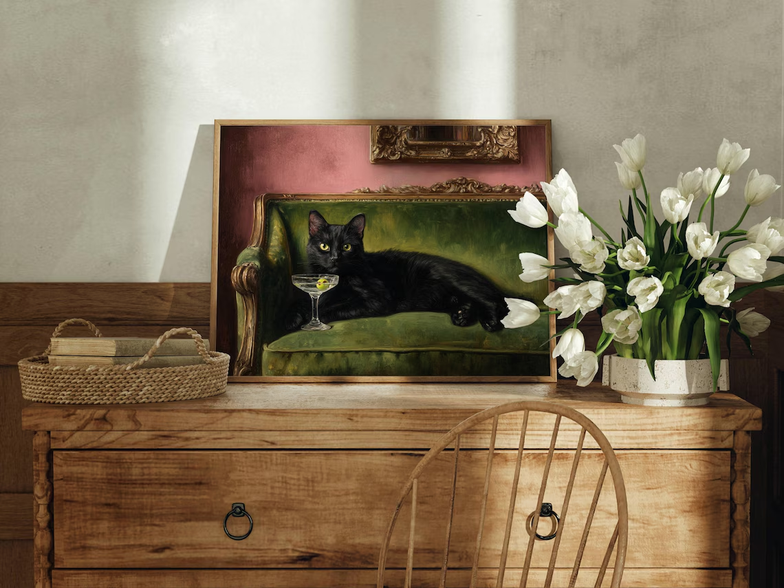 Black Cat Martini Oil Painting - Photography Hobby recension och pris