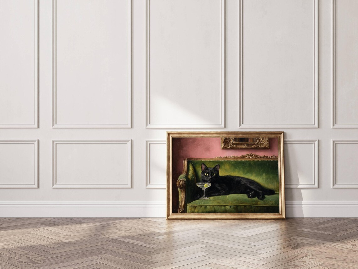 Black Cat Martini Oil Painting - Photography Hobby recension och pris