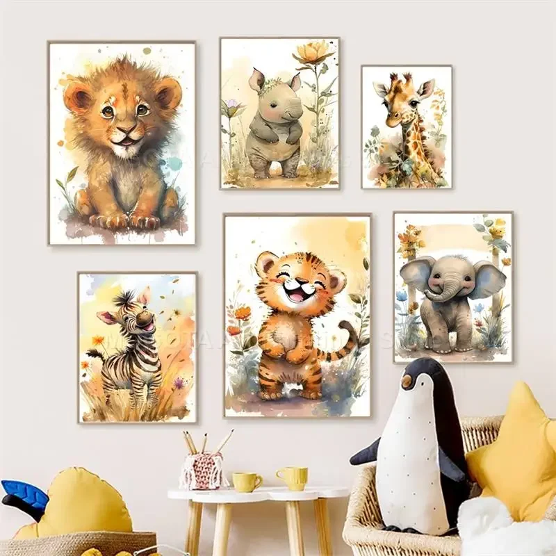 Watercolor Lion Giraffe Tiger  - Photography Hobby recension och pris