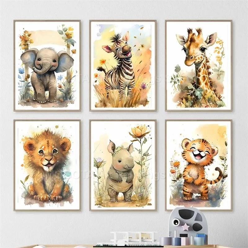 Watercolor Lion Giraffe Tiger  - Photography Hobby recension och pris