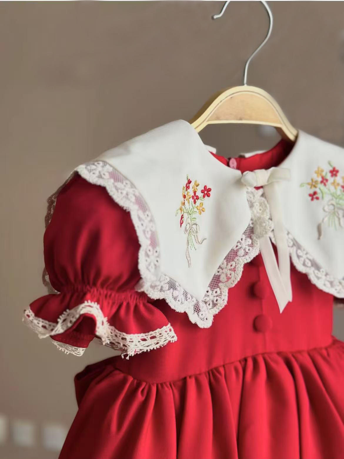 0-12Y Baby Girl Summer Red Emb - Photography Vintage recension och pris
