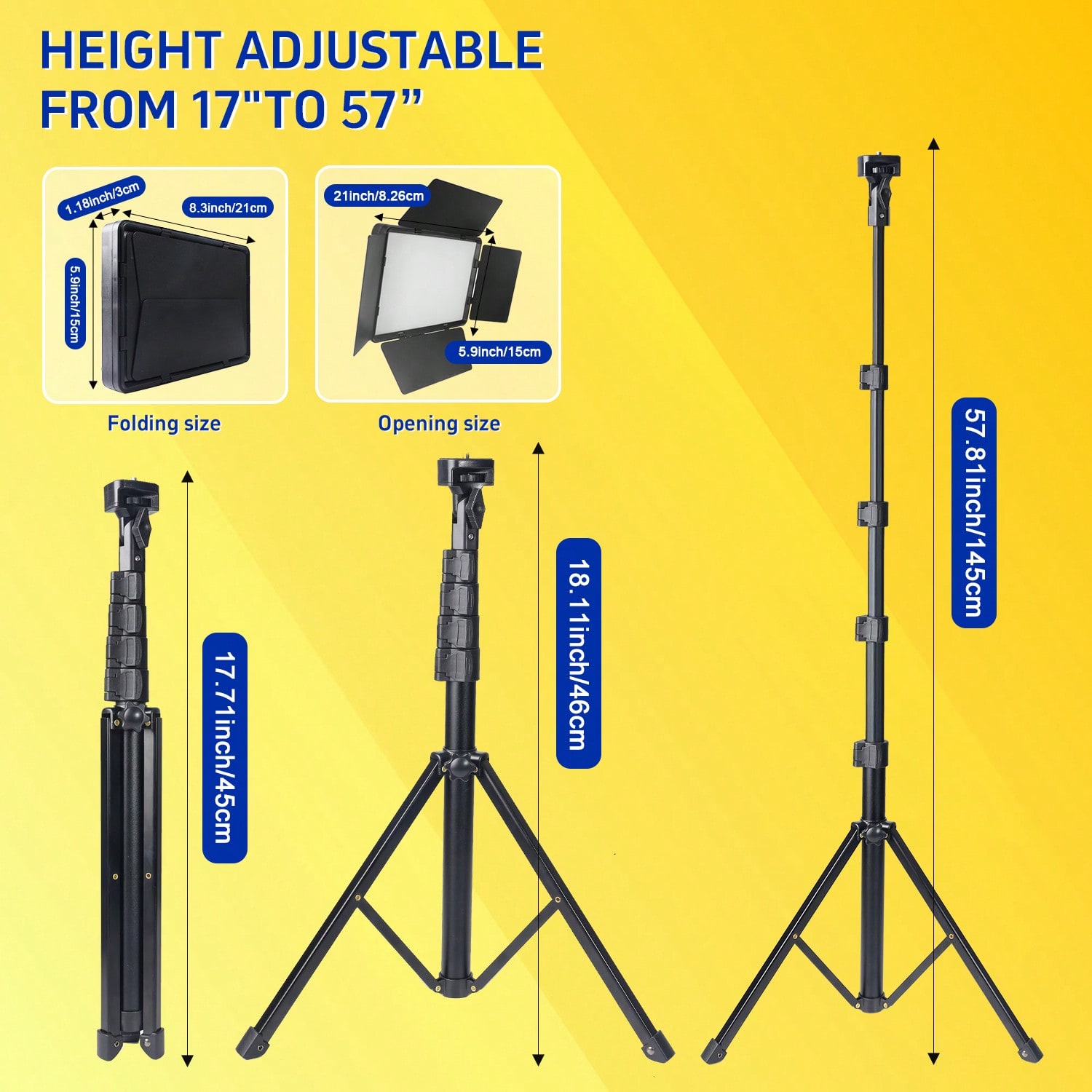 145cm Adjustable Tripod LED Sq - Photography Videos recension och pris