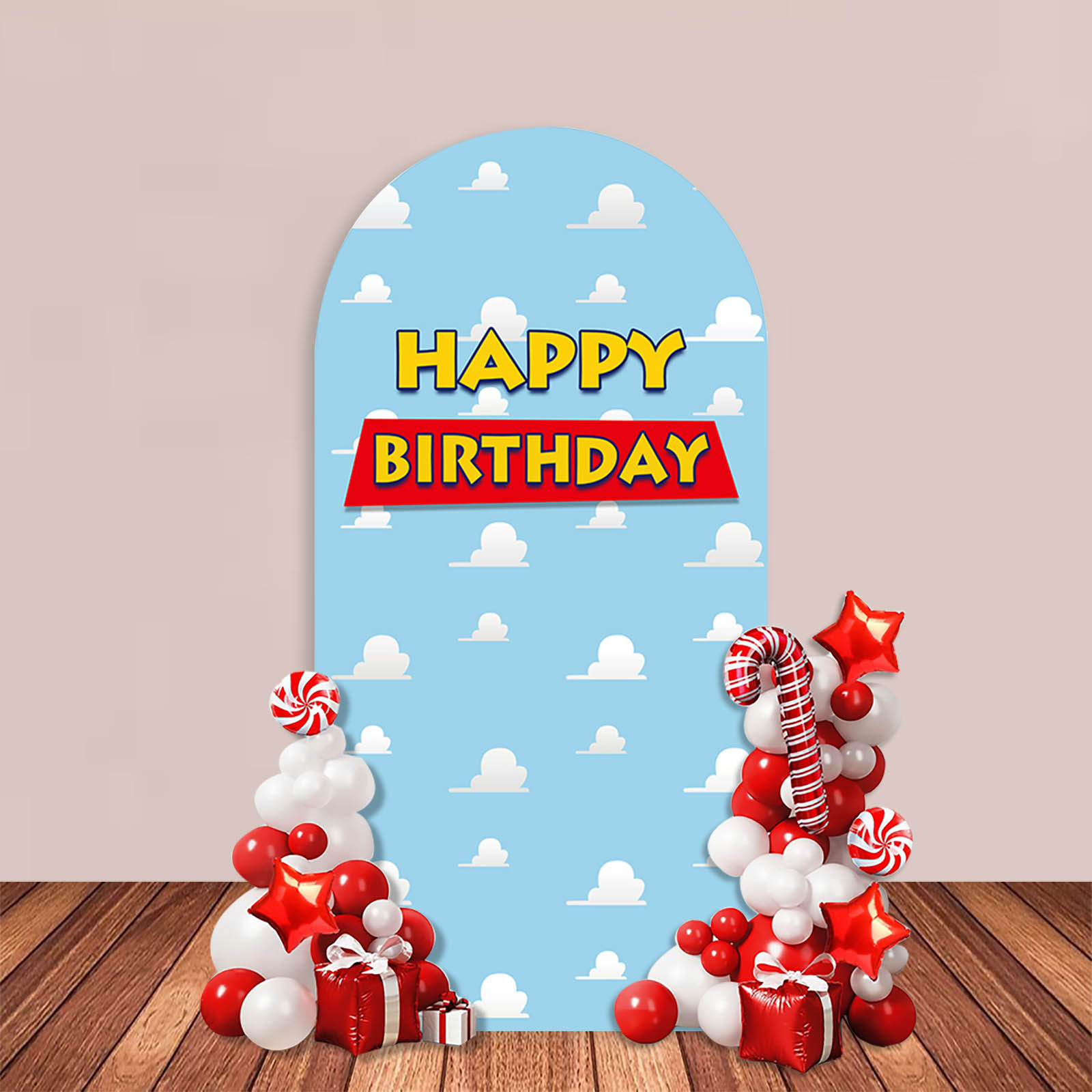 Happy Birthday Arch Backdrop C - Photography Yellow recension och pris